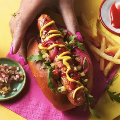 Plant based hot dog style sausages